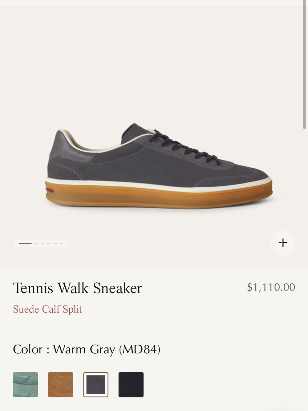 Loro piana men’s Tennis Walk Sneaker - Warm Gray Suede 45/11